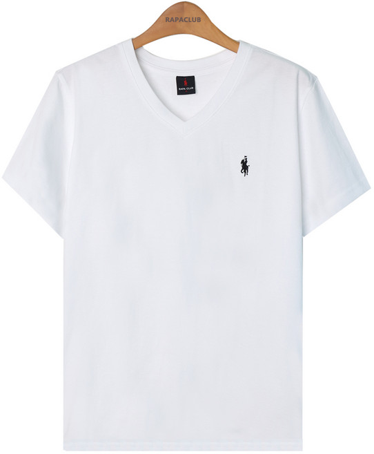 라파클럽 남녀공용 브이넥 반팔 티셔츠