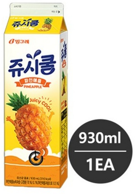 빙그레 쥬시쿨 파인애플 930ml 1개 냉장배송