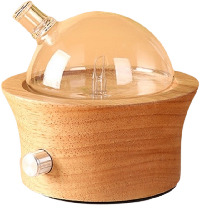 無水香薰機 精油擴香儀-台灣保固 家居淨化空氣 禮物, 半圓款冷香儀, (底座)實木 + (蓋子)玻璃, 半圓款冷香儀
