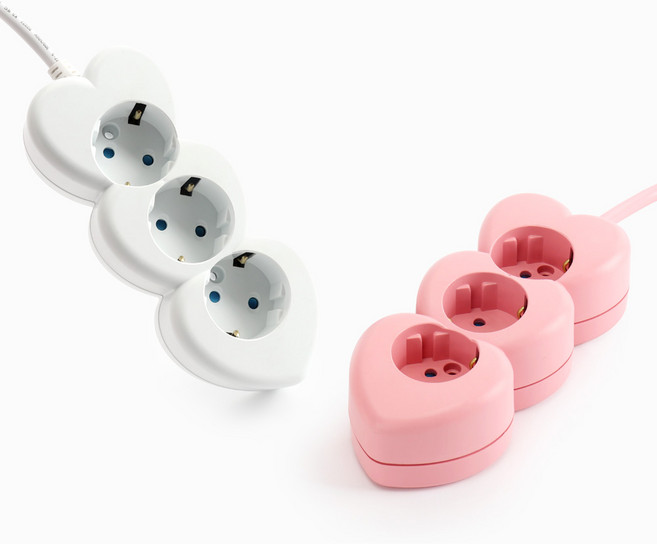 아이정 디자인 멀티탭 추천 하트탭 2구 3구 16A 멀티탭 안전한멀티탭, 3구 핑크, 3m, 1개