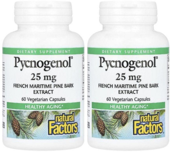 네추럴팩터스 피크노제놀 프랑스해안송껍질추출물 Pycnogenol 25mg 60캡슐 2개, 60정