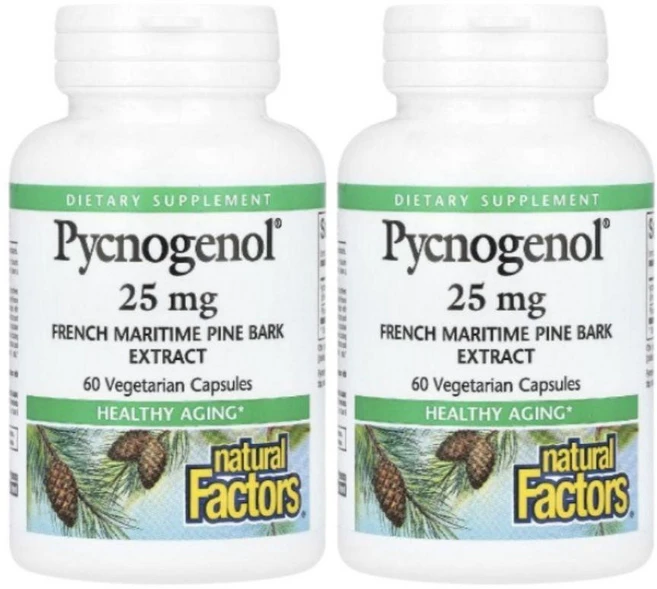 네추럴팩터스 피크노제놀 프랑스해안송껍질추출물 Pycnogenol 25mg 60캡슐 2개, 60정 - 쿠팡