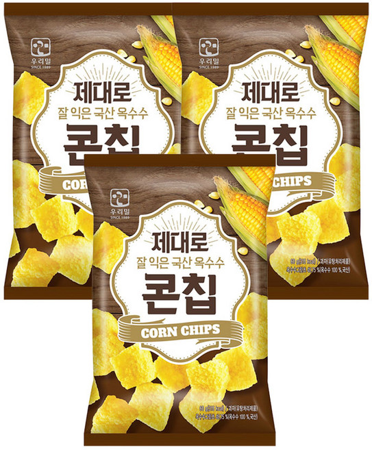 우리밀 제대로 잘 익은 국산 옥수수 콘칩, 60g, 3개