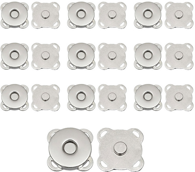 10mm 자석단추 가방자석 똑딱이 지갑 옷 수선 DIY 부자재, 10개, 귀자석단추-10mm-니켈