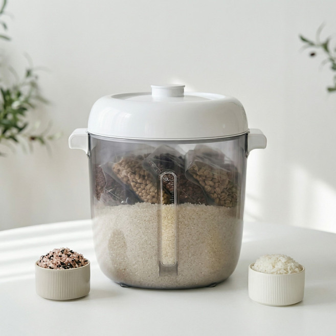 보만 BOMANN 14L 무선 반투명 진공쌀통 12KG 대용량 쌀보관용기 강아지 고양이 진공용기, VR1315W