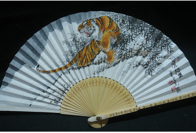 민선부채 전주합죽선 산수화그림 고급선물부채 맹호도 백호도황용도 청용그림부채, 1개