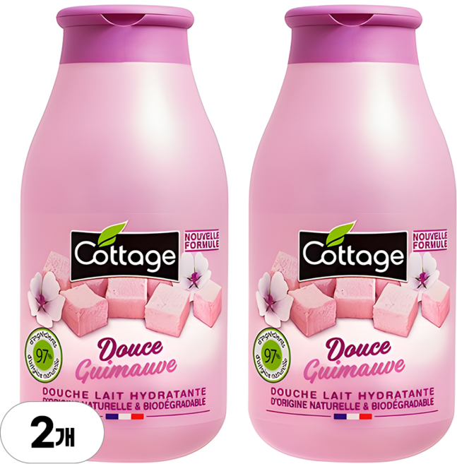 코티지 스위트 마시멜로우 모이스처 라이징 샤워 밀크 바디워시, 2개, 250ml