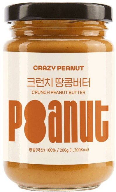 크레이지피넛 땅콩버터 100% 국산 땅콩 잼, 200g, 3개