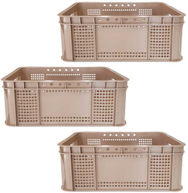 뉴플라스틱 운반상자 6호 운반 수납 플라스틱 바구니 사각 농수산물 3개묶음, 운반6호_브라운, 3개