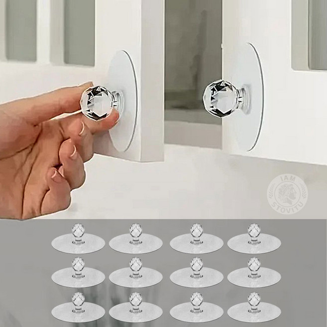 가구손잡이 접착식 다용도 서랍 싱크대 손잡이 투명, 12개