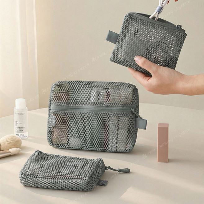 AROK 메쉬 파우치 3종세트 여행용 화장품 수납 망사 파우치 이너백