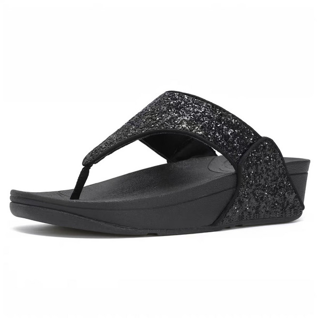 핏플랍 fitflop 여성 글리터 전면반짝 아치쿠션 웨지 쪼리슬리퍼 굽높은 데일리 바캉스 샌들