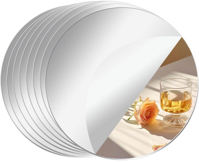 (2mm) 아크릴 원형 거울 스티커 어린이 방 거실 벽 장식 안전한 재질 가벼운 무게, 15cm x 4 개