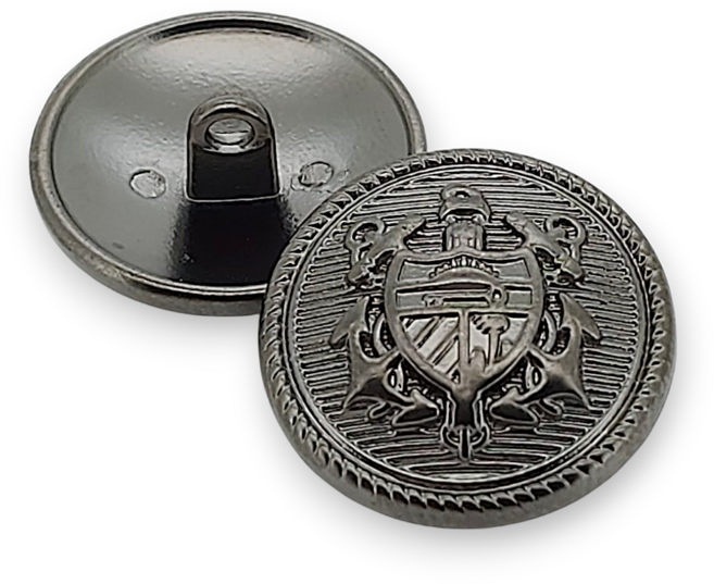 동대문단추나라 금장 은장 크레스톤단추 시리즈, 6개, C5 - 3번 크레스톤 흑니켈 18mm