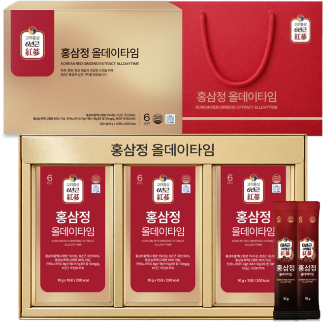 [1+1] 홍삼정 6년근 올데이타임 홍삼스틱 선물세트 쇼핑백포함, 1개, 300g