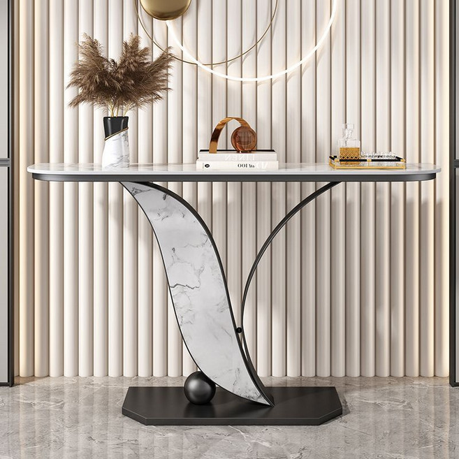 남쪽나무 콘솔 엔틱 미니 슬림 현관 거실 복도 테이블 선반 화장대 장식장 진열장, 검정색 프레임 (흰색), 120*30*80cm