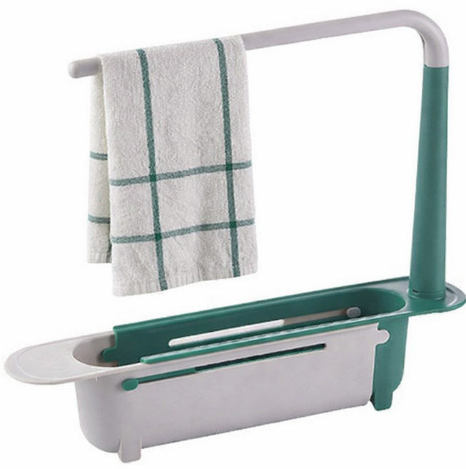 싱크대 선반트레이 길이조절 수세미 세제 행주 걸이 거치대 선반, 1개