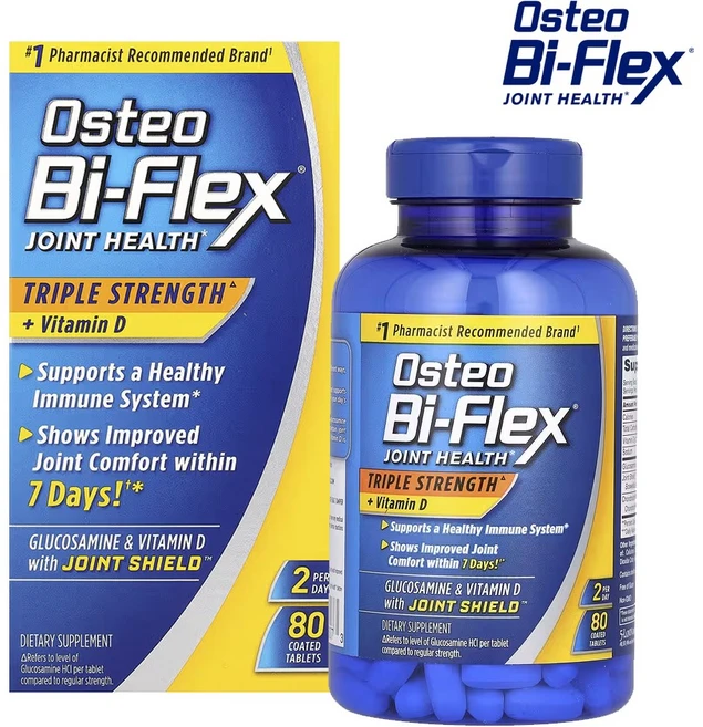 오스테오 바이플렉스 조인트 헬스 트리플 스트렝스 비타민D 콘드로이친 글루코사민 80정, 1개 - 쿠팡