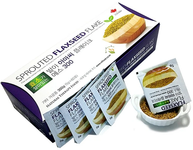 국내발아 아마씨 플래이크 에스 300 (60포), 300g, 1박스 - 쿠팡