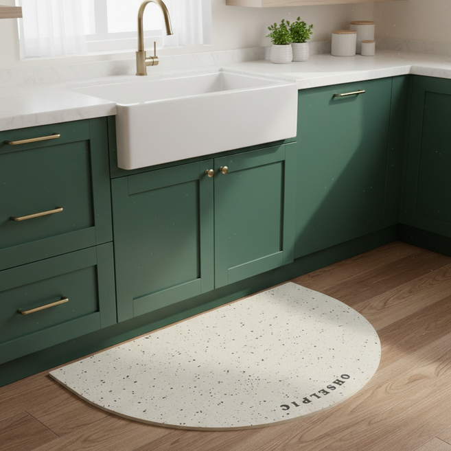 빨아쓰는 규조토 발매트 욕실 위생매트, 화이트 크림