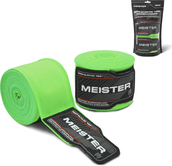 New 디자인 링사이드코리아 마이스터 복싱 핸드랩 프리미엄 반신축 격투기 붕대 4.5m 1쌍, 1세트, 네온그린