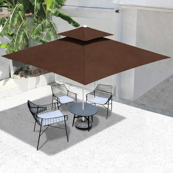 카나모 2층 팔각 파라솔 특대형 캠핑 낚시 비치 파라솔받침대 야외 테라스 휴대용, 05.사각 2단 파라솔 대형-커피