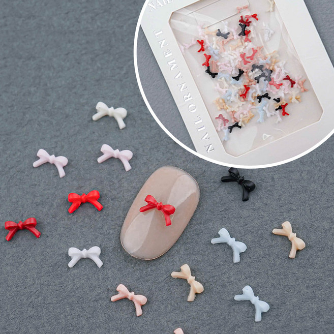 네일스토어 미니 리본 네일파츠-141 100개입 대용량팩, 1개, 믹스컬러