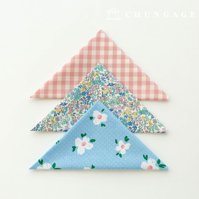 천가게 원단패키지 플라워 자투리원단 꽃무늬 체크천 인형 강아지 옷만들기 3종 203, 1개