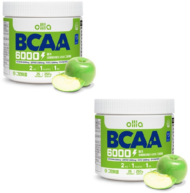 [1+1] 올라 BCAA 6000 맛있는 아미노산 보충제, 2개, 250g
