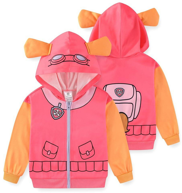 Paw Patrol Nickelodeon Skye 여아용 집업 후디 귀가 달린 유아 및 큰 아동용 핑크 7 161636