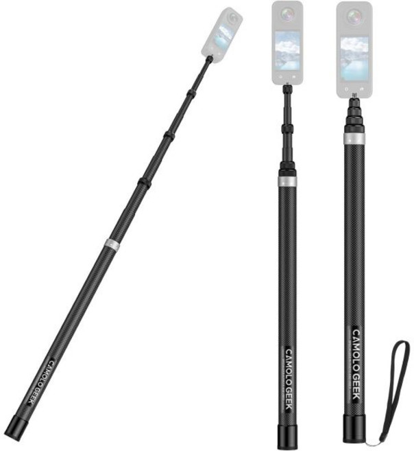 118인치/3.0m 인비저블 셀피 스틱 카본 파이버 9.8피트 연장 슈퍼 롱 폴 인스타360 X5 X4 X3 ONE X2 ONE R ONE X ONE GO 3S 3 2 액션