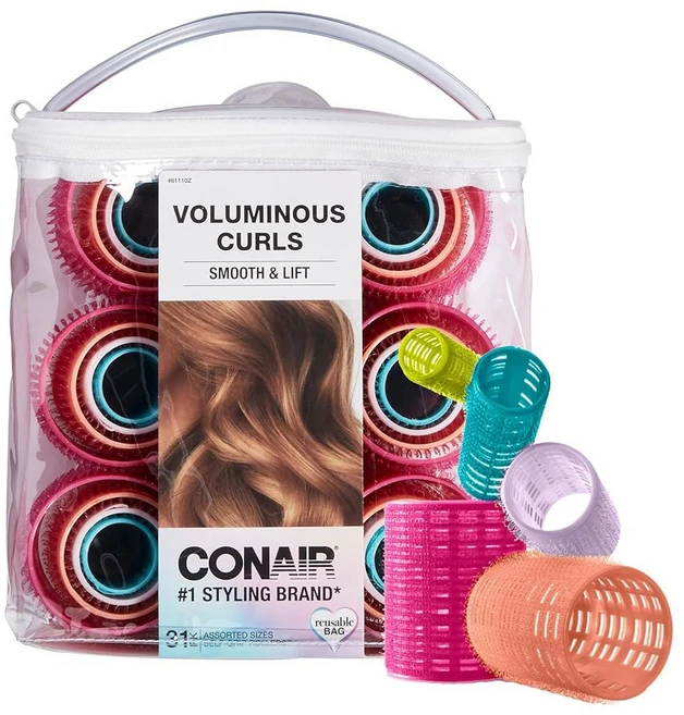 코네어 무열 컬 헤어 롤러 - 31 카운트 다양한 크기 및 색상 핑크 그레이 퍼플 수납 케이스 포함 오버나이트, Assorted Colors, 1 Count (Pack of 31) - 쿠팡