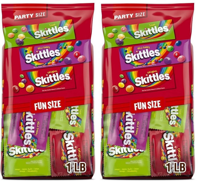 리글리의 스키틀스 사이즈 오리지널 크리스 포장 스타킹 와일드 베리 스터퍼 개별 츄이 사워, 26.46 Ounces (Pack of 2)