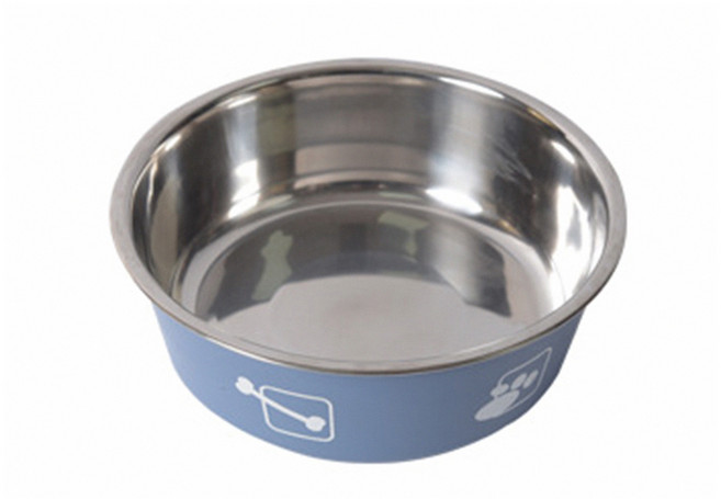 寵物碗 狗碗 貓碗 寵物水碗 不鏽鋼, 莫蘭迪藍,L(直徑17cm), 1個