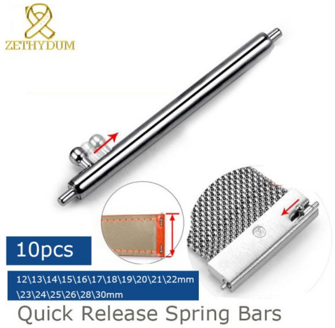싱글 퀵 릴리스 스프링 바 실버 스테인레스 스틸 시계 핀 18mm 19mm 20mm 21mm 22mm 12-30mm 워치 밴드 링, 15 19mm