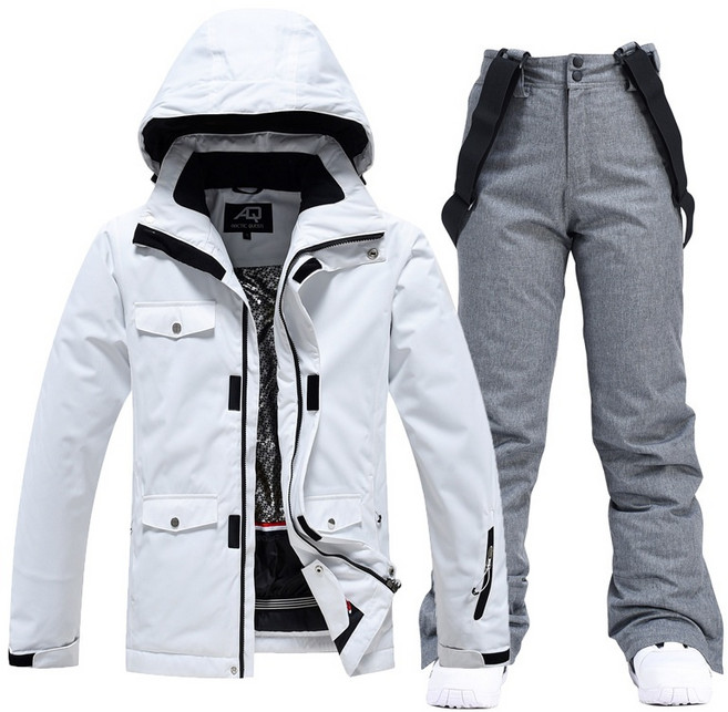이지로지엑스 남여 스키복 겨울 아웃도어 스노우보드 스키복세트, 흰색-회색, 1개