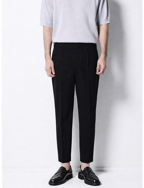 [STCO] 남성 컴포트 원턱 슬랙스 테이퍼드핏 블랙