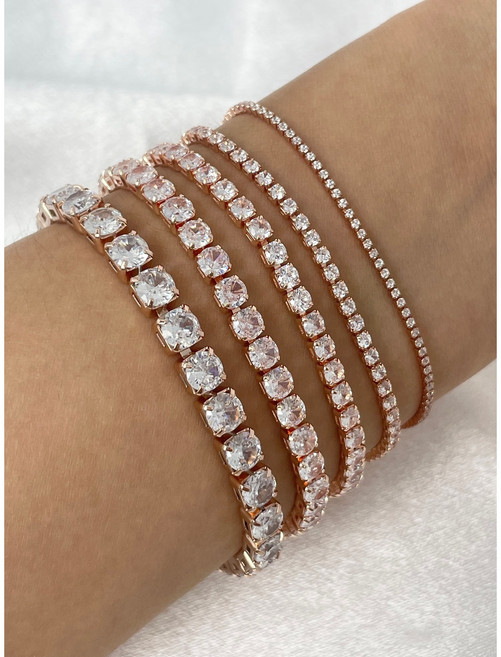 로즈골드 스왈 큐빅 테니스팔찌 레이어드 써지컬스틸 체인 써지컬 빅사이즈