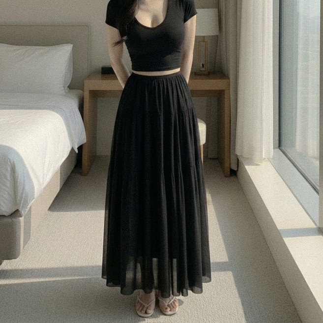 글램디브 루카엠 플레어 롱스커트 샤 러블리 AB1199