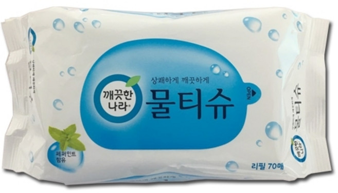 깨끗한나라 페퍼민트 물티슈, 70개입, 1개