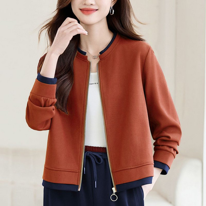 봄 가을 중년 여성 자켓 고급 여자 코트 캐주얼 얇은 상의 아우터 루즈핏 중장년 간절기 엄마 점퍼 자켓 SYM