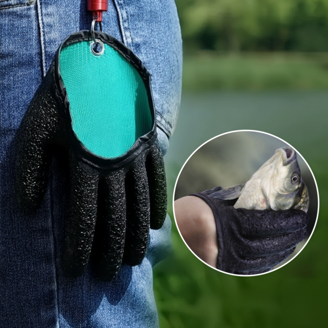 COVERONE 찔림방지 미끄럼 방지 방수 고무 물고기잡이 낚시장갑, 1개