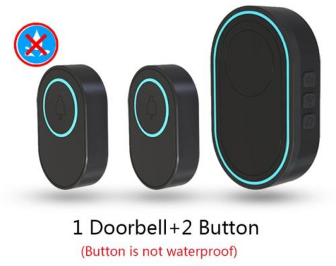 띵샤 야외 433MHz 무선 IP65 방수 초인종 LED 조명 야간 투시경 38 곡 스마트 홈 도어 벨 환영, 04 1receiver 2button, EU 플러그, 4.1receiver 2button - EU 플러그