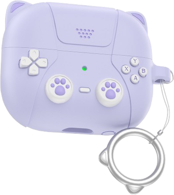 투에이비 갤럭시 버즈 실리콘 고양이 게임기 케이스, 1개, 퍼플, 갤럭시 버즈3/버즈3 Pro/버즈3 FE