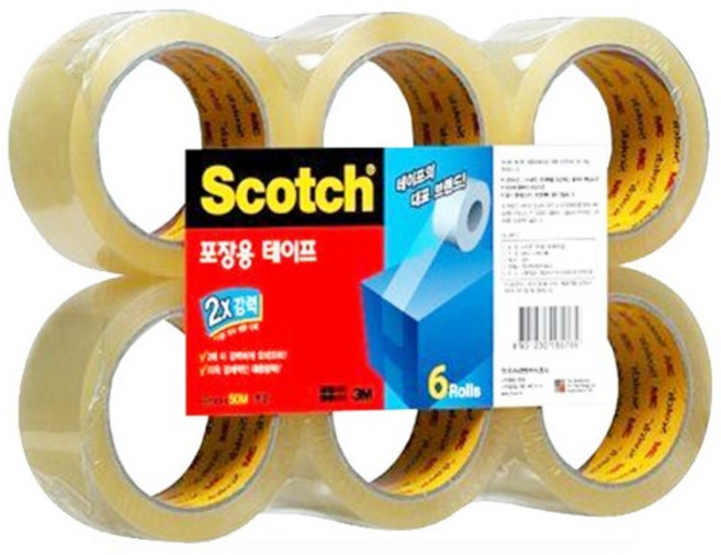 3M)포장용테이프(3615-6/48mm*50m/6개입), 1개, 투명(M323700)