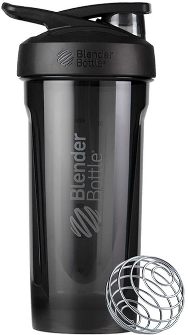 잠금 뚜껑이 있는 블렌더보틀 스트라다 트리탄 셰이커 병 28온스 블랙, Black, 28 Ounces, 1개