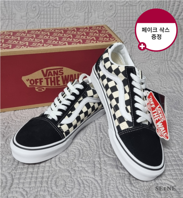 {국내매장정품] 반스 올드스쿨 프라이머리 체크 일상화 헬스화 커플 운동화 +페이크삭스 증정