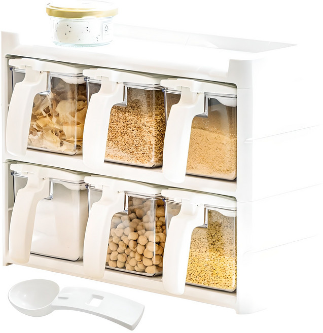 수납이야기 BT 밀폐 양념통 6P, 1개, 밀폐 양념통 + 양념통 전용 스푼