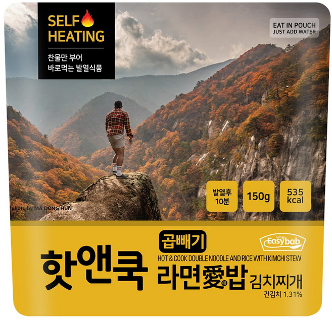 이지밥 대용량 핫앤쿡 곱빼기 라면애밥 김치찌개 비화식 발열도시락 전투식량 비상식량 백패킹 등산 음식, 150g, 1개