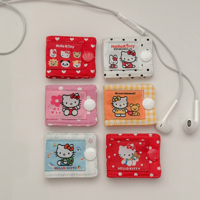 바나초이 키티 패브릭 케이블 홀더 선정리 캐릭터 이어폰 줄감개 6종, 레드하트, 1개